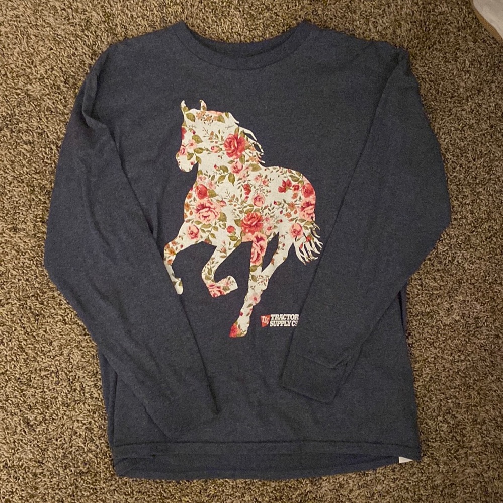 Blue floral horse long sleeve